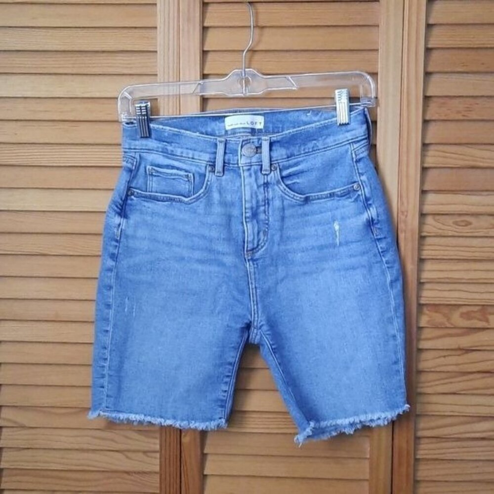 Made and Love Loft Jean Frayed Hem Slim Pockets Denim Jean Shorts Size 26